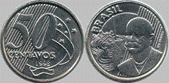 Atual moeda de 50 Centavos. Fonte: www.dinheirodemetal.com