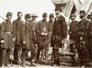 President Lincoln e o Gen. George McClellan em Antietam on Oct. 3, 1862.