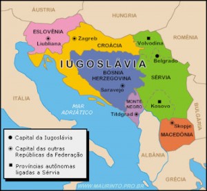 A Iugoslávia ficou assim. Caso a independência do Kosovo seja reconhecida, serão 7 novos países. Imagem retirada da internet.